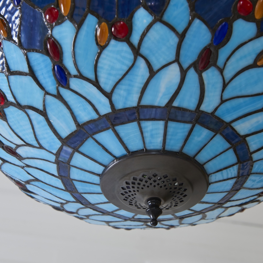 Endon 112250 - Pakabinama liustra su grandine Tiffany DRAGONFLY 3xE27/60W/230V skersmuo 50 cm