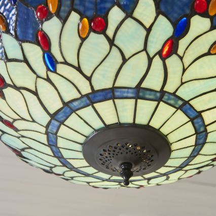 Endon 112250 - Pakabinama liustra su grandine Tiffany DRAGONFLY 3xE27/60W/230V skersmuo 50 cm