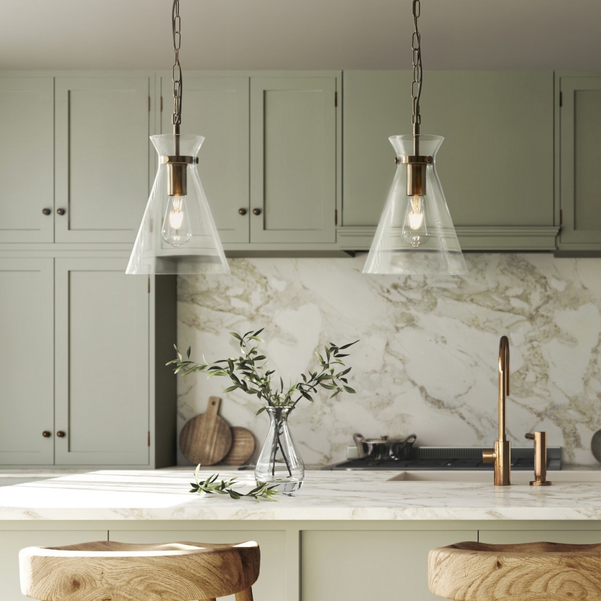 Endon 112859 - Pakabinama liustra HARLOW su grandine 1xE27/10W/230V, žalvario spalvos