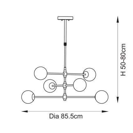 Endon 114039 - Liustra su strypu 6xG9/3,2W/230V auksinė