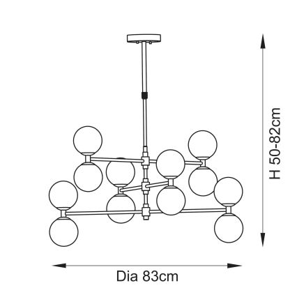 Endon 114041 - Pakabinamas šviestuvas ant strypo 12xG9/3,2W/230V auksinis