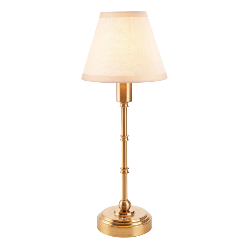 Endon 114811 - Įkraunamas reguliuojamo ryškumo LED stalinis šviestuvas BURLEY LED/1,5W/5V 3600 mAh žalvaris/balta