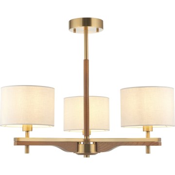 Endon 116993 - Pakabinamas šviestuvas ant strypo HEATHCLIFF 3xE14/7W/230V žalvaris/uosis