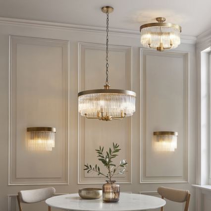 Endon 119110 - liustra ant grandinės CLERMONT 5xE14/6W/230V žalvarinė