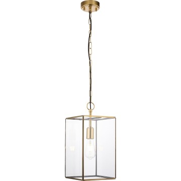 Endon 119141 - Pakabinamas šviestuvas ant grandinės HAMMOND 1xE27/10W/230V 21,5x21,5 cm, žalvario spalvos