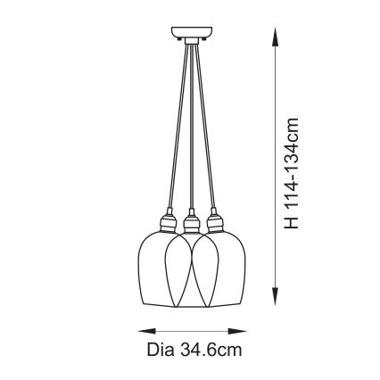 Endon 120644 - pakabinamas šviestuvas ant laido 3xE27/10W/230V, blizgus chromas