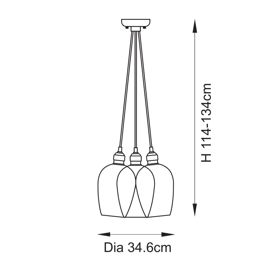 Endon 120644 - pakabinamas šviestuvas ant laido 3xE27/10W/230V, blizgus chromas