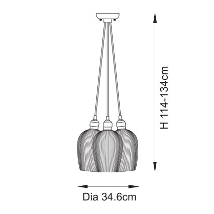 Endon 120652 - Pakabinama liustra ant laido 3xE27/10W/230V blizgus chromas