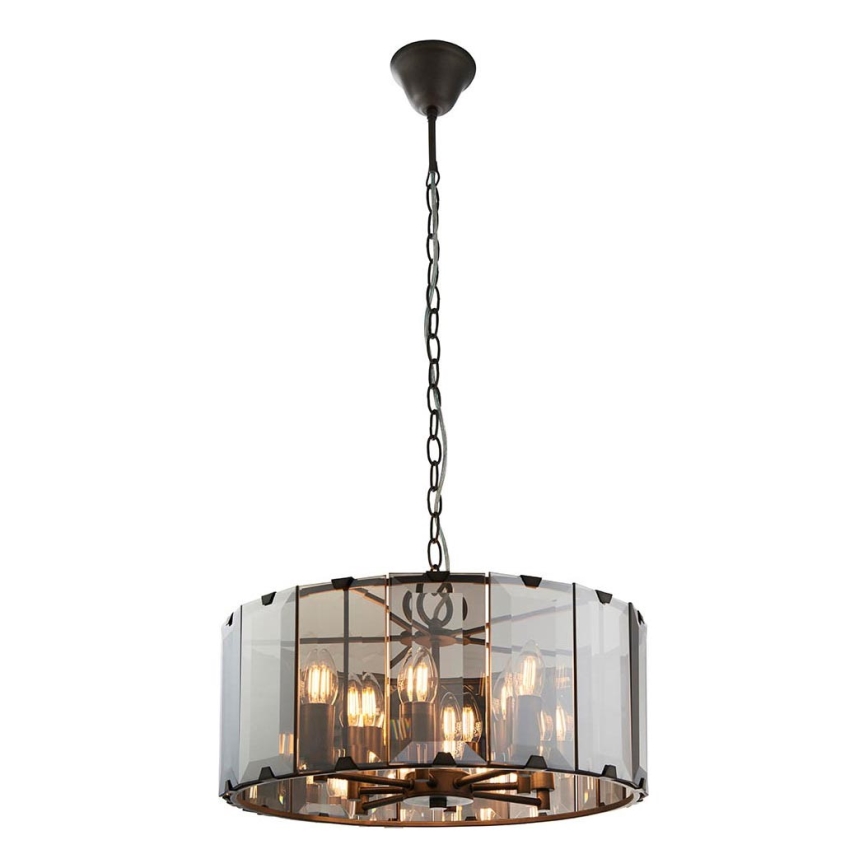 Endon 61294 - Sietynas, kabinamas ant grandinės CLOONEY 8xE14/40W/230V juoda/dūminis