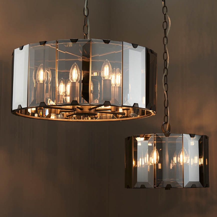 Endon 61294 - Sietynas, kabinamas ant grandinės CLOONEY 8xE14/40W/230V juoda/dūminis