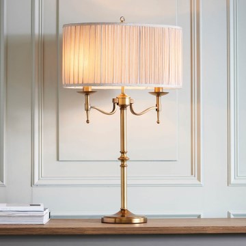 Endon 63648 - stalinis šviestuvas STANFORD 2xE14/40W/230V žalvarinis/smėlinis