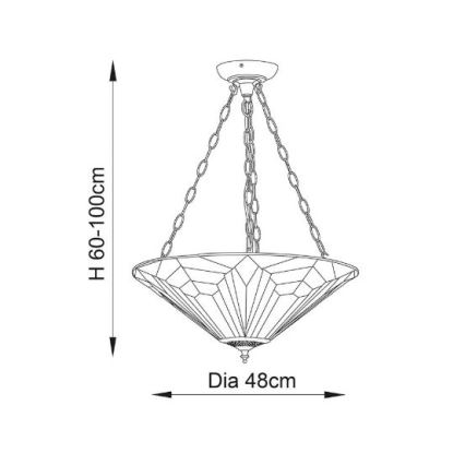 Endon 63936 - Pakabinama liustra ant grandinės Tiffany ASTORIA 3xE27/60W/230V skersmuo 48 cm