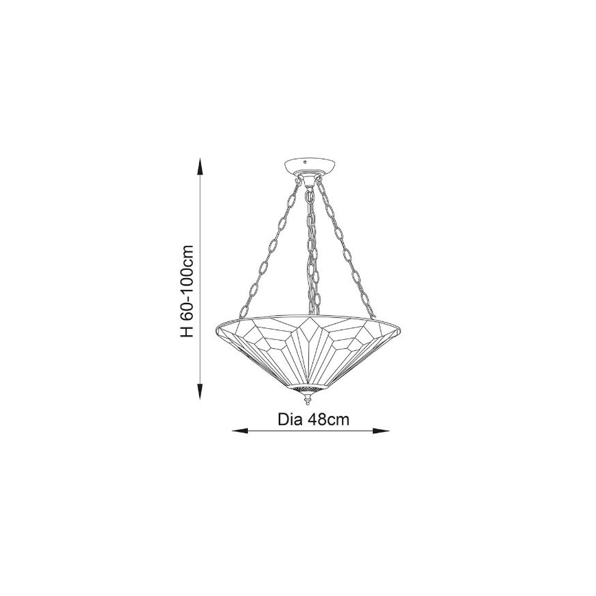 Endon 63936 - Pakabinama liustra ant grandinės Tiffany ASTORIA 3xE27/60W/230V skersmuo 48 cm