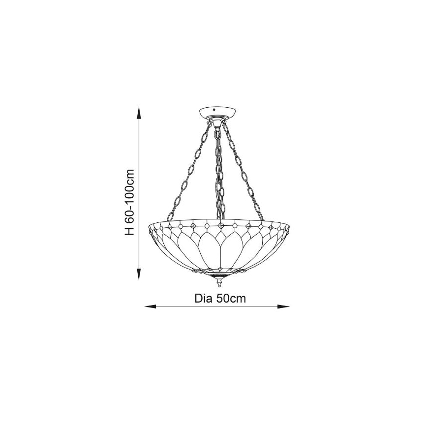 Endon 63976 - Liustra su grandine Tiffany BROOKLYN 3xE27/60W/230V skersm. 50 cm