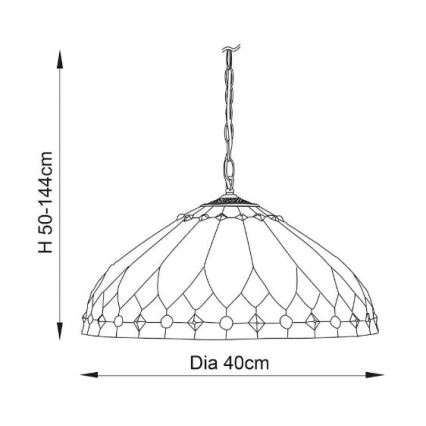 Endon 63977 - Pakabinama liustra su grandine Tiffany BROOKLYN 1xE27/60W/230V skersmuo 40 cm