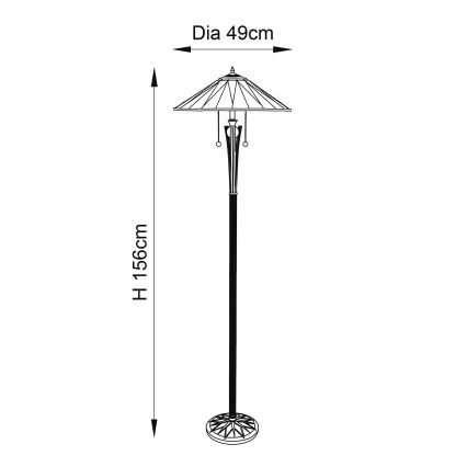 Endon 64041 - Toršeras Tiffany DARK STAR, 2 x E27, 60 W, 230 V, skersmuo 49 cm