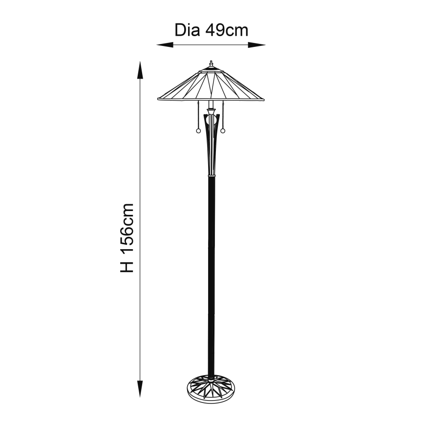 Endon 64041 - Toršeras Tiffany DARK STAR, 2 x E27, 60 W, 230 V, skersmuo 49 cm