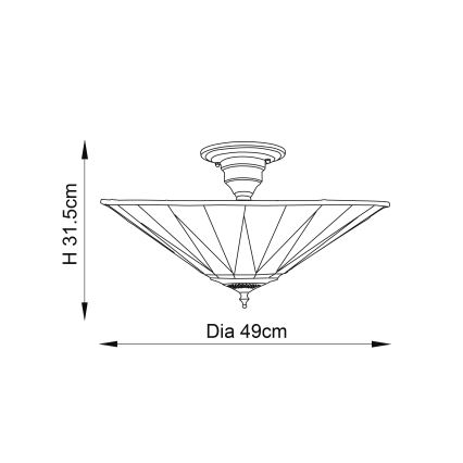 Endon 64043 - prigludęs lubinis šviestuvas Tiffany DARK STAR 3xE27/60W/230V, skersmuo 49 cm