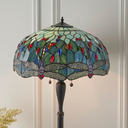 Endon 64069 - Grindinė lempa Tiffany DRAGONFLY 2xE27/60W/230V, skersmuo 50 cm