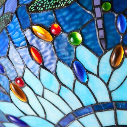 Endon 64075 - Liustra ant grandinės Tiffany DRAGONFLY, 3xE27/60W/230V, skersmuo 41 cm