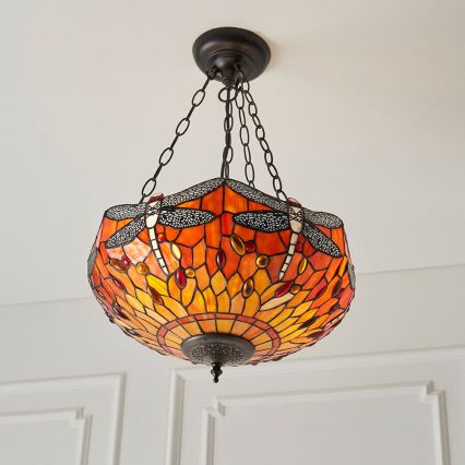Endon 64076 - pakabinamas šviestuvas ant grandinės Tiffany DRAGONFLY 3 x E27/60W/230V skersmuo 41 cm