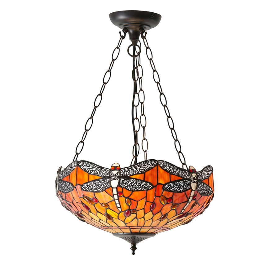 Endon 64076 - pakabinamas šviestuvas ant grandinės Tiffany DRAGONFLY 3 x E27/60W/230V skersmuo 41 cm
