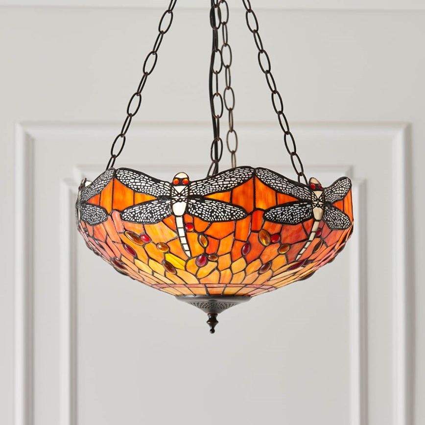 Endon 64076 - pakabinamas šviestuvas ant grandinės Tiffany DRAGONFLY 3 x E27/60W/230V skersmuo 41 cm