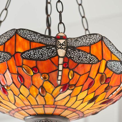 Endon 64076 - pakabinamas šviestuvas ant grandinės Tiffany DRAGONFLY 3 x E27/60W/230V skersmuo 41 cm