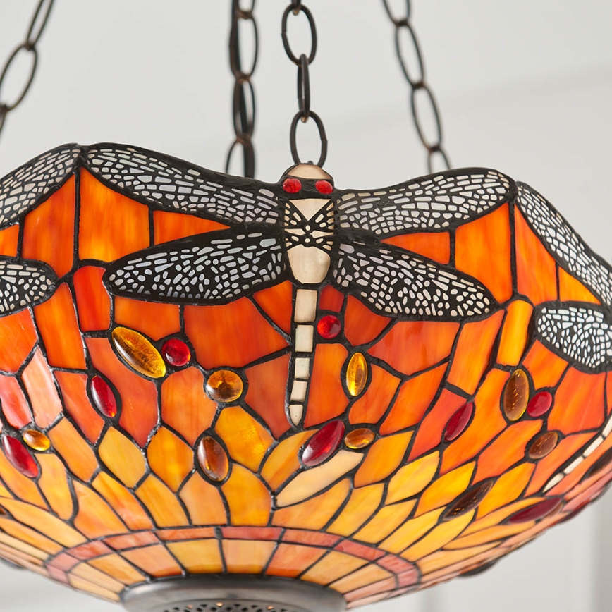 Endon 64076 - pakabinamas šviestuvas ant grandinės Tiffany DRAGONFLY 3 x E27/60W/230V skersmuo 41 cm