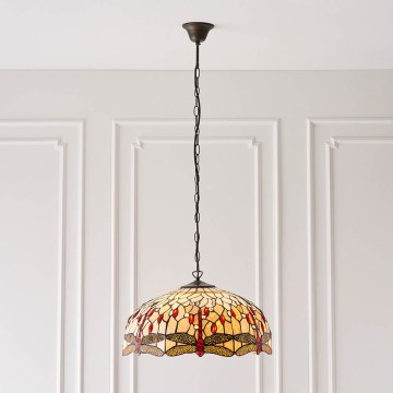 Endon 64079 - Pakabinamas šviestuvas ant grandinės Tiffany DRAGONFLY 3xE27/60W/230V skersmuo 50 cm