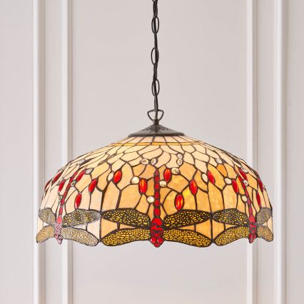 Endon 64079 - Pakabinamas šviestuvas ant grandinės Tiffany DRAGONFLY 3xE27/60W/230V skersmuo 50 cm