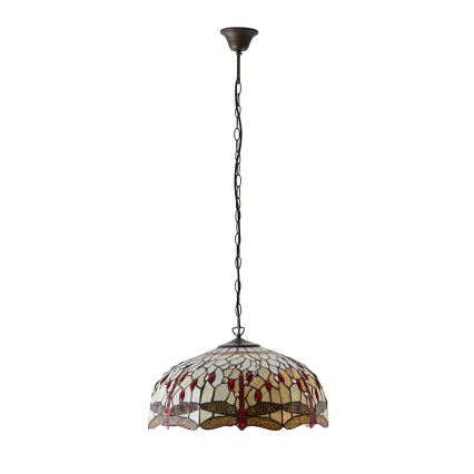 Endon 64079 - Pakabinamas šviestuvas ant grandinės Tiffany DRAGONFLY 3xE27/60W/230V skersmuo 50 cm
