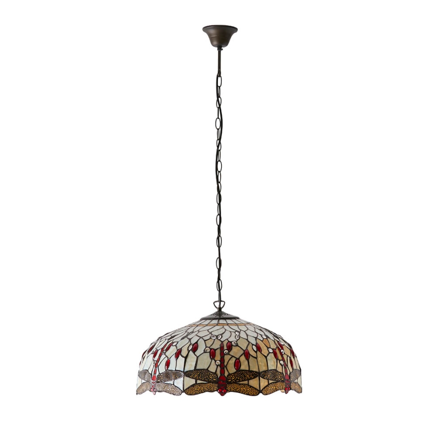 Endon 64079 - Pakabinamas šviestuvas ant grandinės Tiffany DRAGONFLY 3xE27/60W/230V skersmuo 50 cm