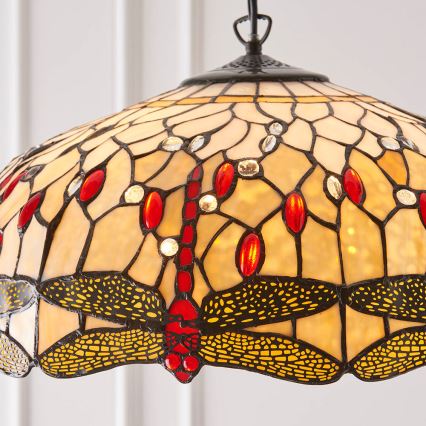 Endon 64079 - Pakabinamas šviestuvas ant grandinės Tiffany DRAGONFLY 3xE27/60W/230V skersmuo 50 cm