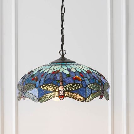 Endon 64080 - liustra ant grandinės Tiffany DRAGONFLY 3xE27/60W/230V, skersmuo 41 cm
