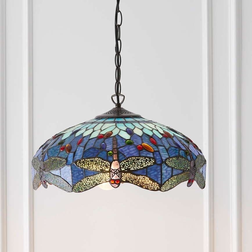 Endon 64080 - liustra ant grandinės Tiffany DRAGONFLY 3xE27/60W/230V, skersmuo 41 cm