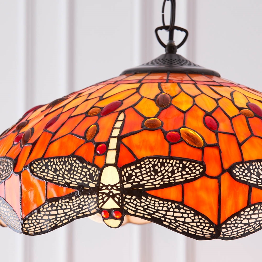 Endon 64081 - Pakabinamas sietynas su grandine Tiffany DRAGONFLY 3xE27/60W/230V skersmuo 41 cm