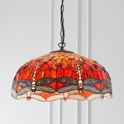 Endon 64082 - Pakabinama liustra su grandine Tiffany DRAGONFLY 3xE27/60W/230V, skersmuo 50 cm