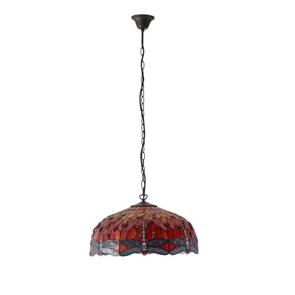 Endon 64082 - Pakabinama liustra su grandine Tiffany DRAGONFLY 3xE27/60W/230V, skersmuo 50 cm