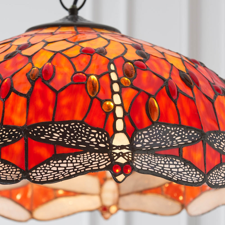 Endon 64082 - Pakabinama liustra su grandine Tiffany DRAGONFLY 3xE27/60W/230V, skersmuo 50 cm