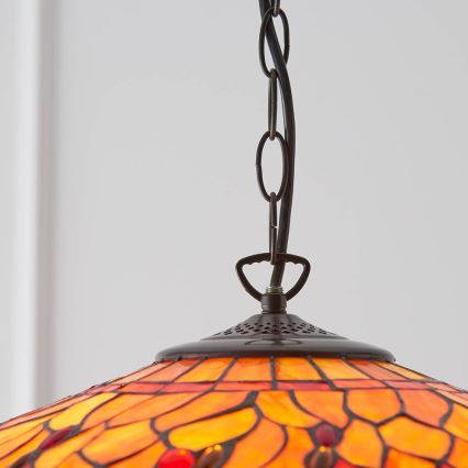 Endon 64082 - Pakabinama liustra su grandine Tiffany DRAGONFLY 3xE27/60W/230V, skersmuo 50 cm