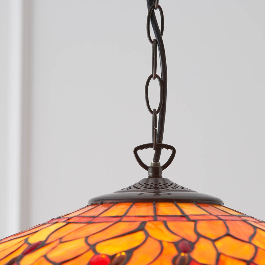 Endon 64082 - Pakabinama liustra su grandine Tiffany DRAGONFLY 3xE27/60W/230V, skersmuo 50 cm