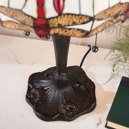 Endon 64086 - Tiffany stalinis šviestuvas DRAGONFLY, 2xE27/60W/230V, skersmuo 30 cm