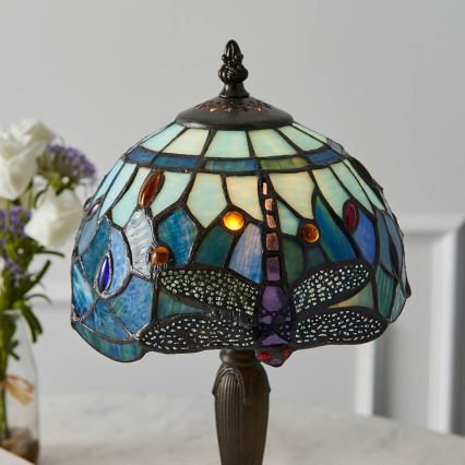 Endon 64088 - stalinė lempa Tiffany DRAGONFLY 1xE14/7W/230V, skersmuo 20 cm