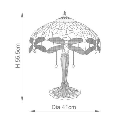 Endon 64089 - Stalinė lempa Tiffany DRAGONFLY 2xE27/60W/230V skersm. 41 cm