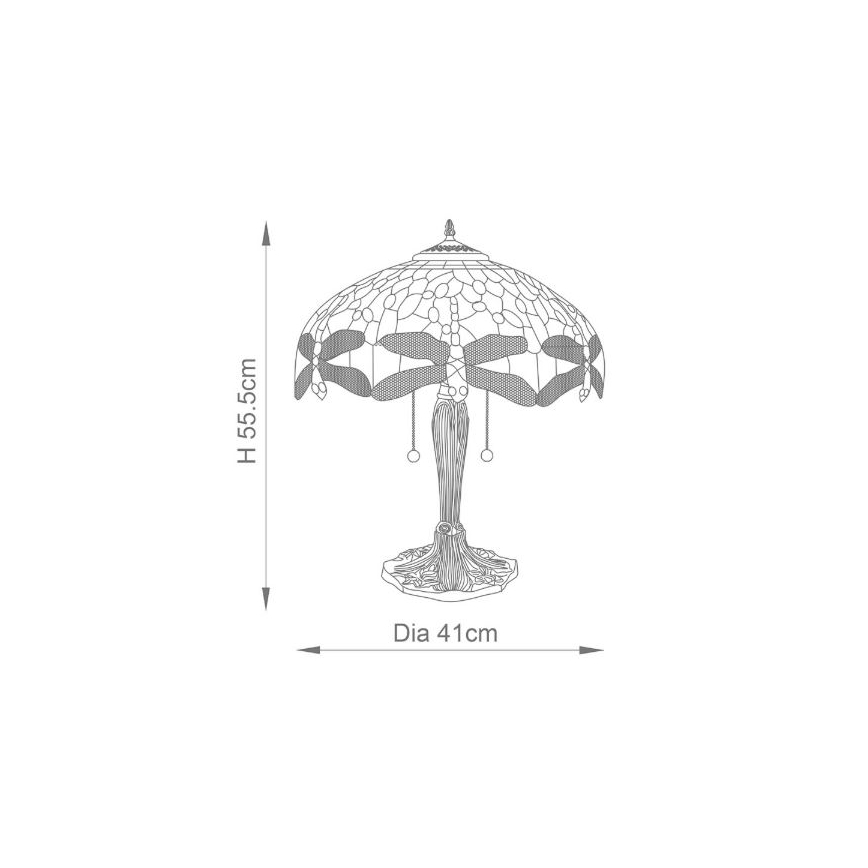 Endon 64089 - Stalinė lempa Tiffany DRAGONFLY 2xE27/60W/230V skersm. 41 cm