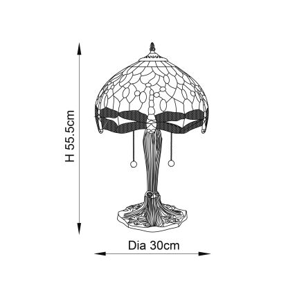 Endon 64090 - Stalinis šviestuvas Tiffany DRAGONFLY 2xE27/60W/230V skersmuo 30 cm