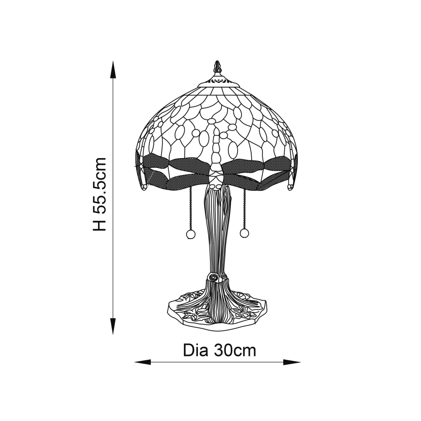 Endon 64090 - Stalinis šviestuvas Tiffany DRAGONFLY 2xE27/60W/230V skersmuo 30 cm