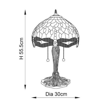 Endon 64092 - Stalo lempa DRAGONFLY 2xE27/60W/230V skersmuo 30 cm