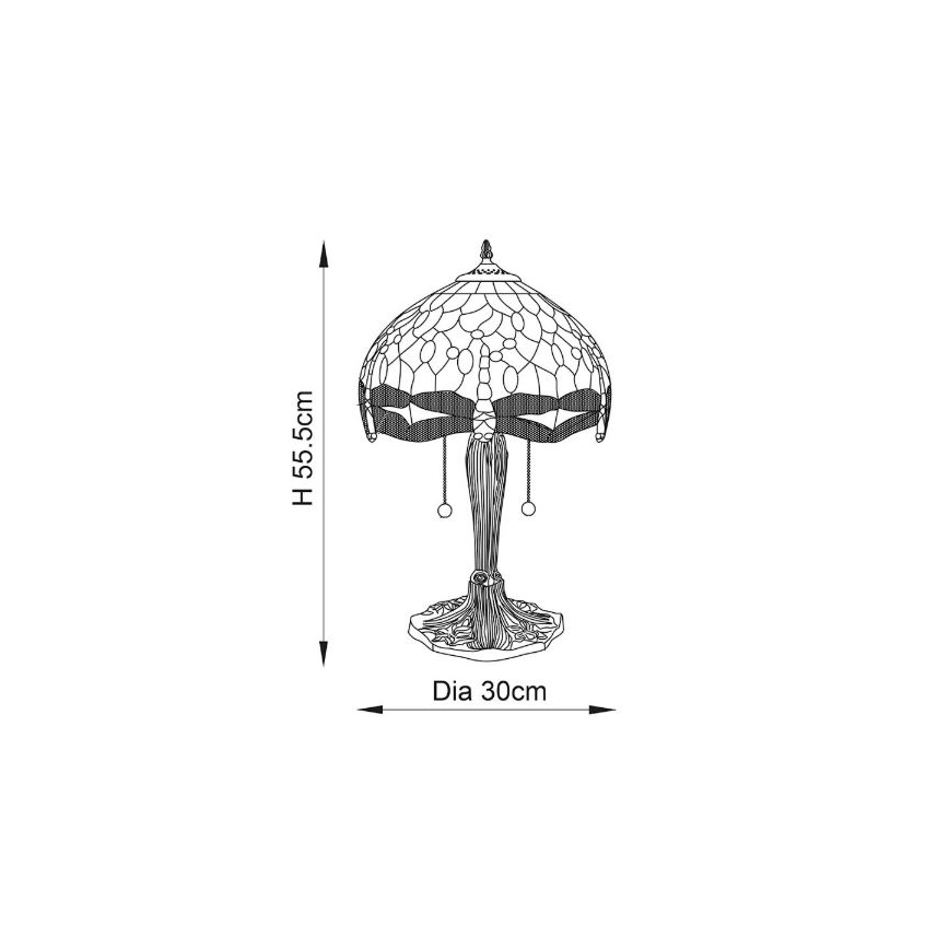 Endon 64092 - Stalo lempa DRAGONFLY 2xE27/60W/230V skersmuo 30 cm